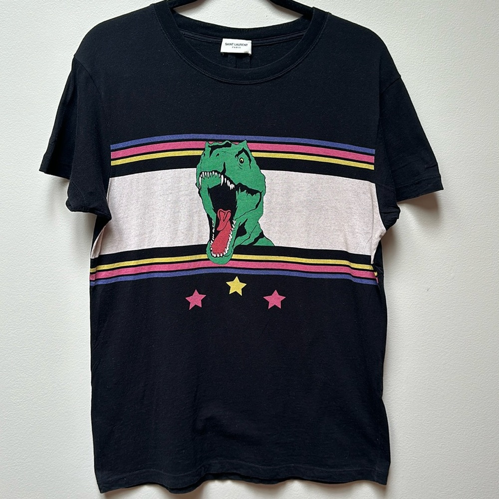 SAINT LAURENT DINOSAUR STRIPE TEE